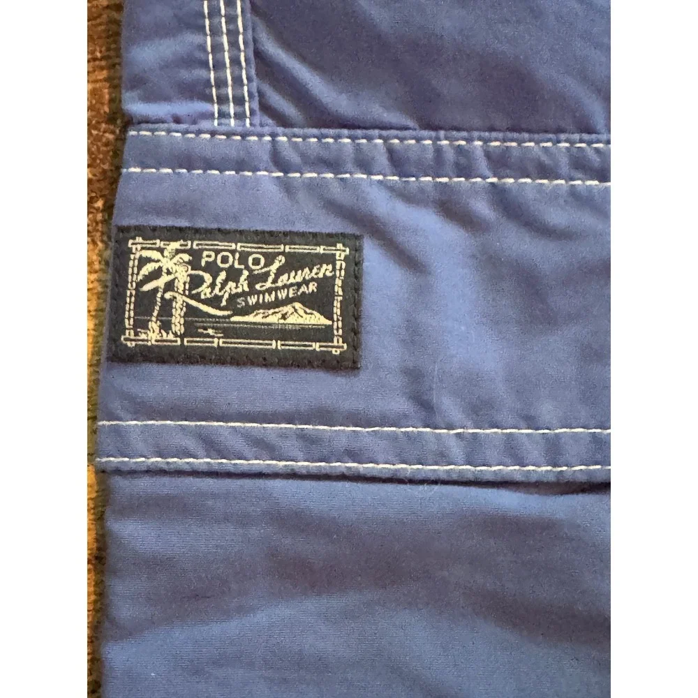 NWT Polo Ralph Lauren Swim Trunks XXL‎ Blue Cargo Pocket Contrast Stitch Preppy